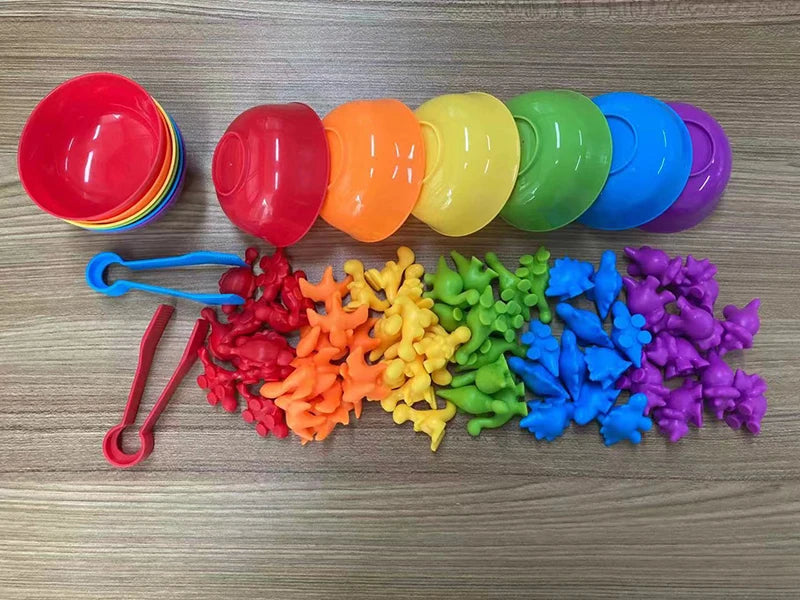 STEM learning toy with rainbow bears and scooper