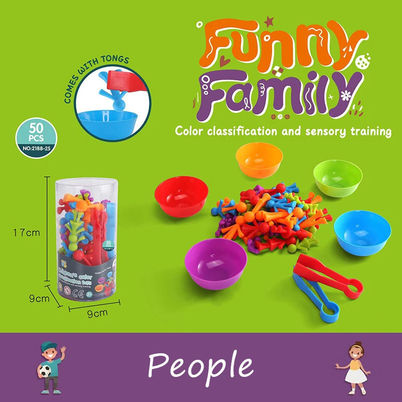 Preschool math activity with colorful bear toys