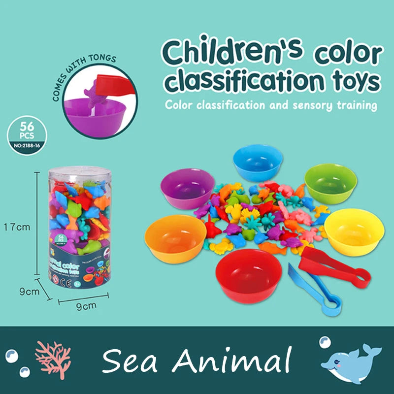 Early math learning with animal counters and cups