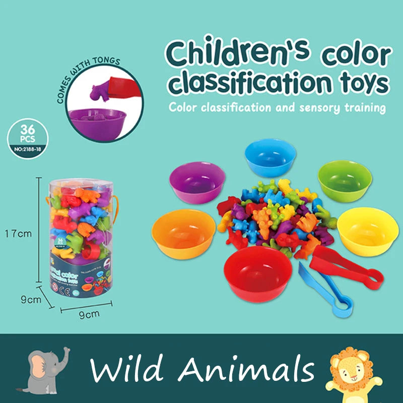 Sensory toy set for color matching and number games