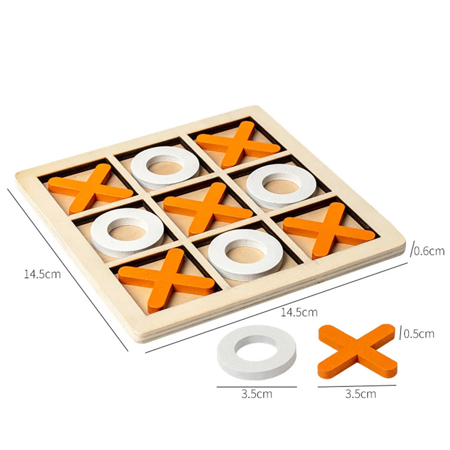 Montessori-style wooden tic tac toe for kids