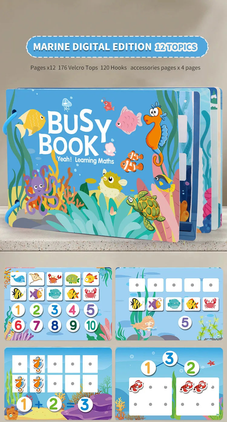 Parent and child playing with Montessori busy book