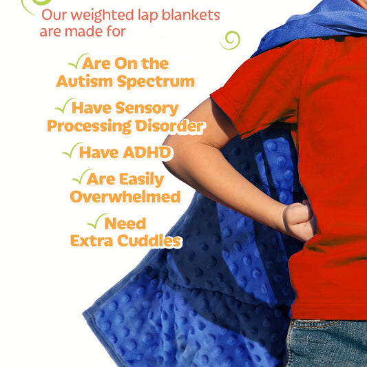 Blue minky lap pad for autism and ADHD support