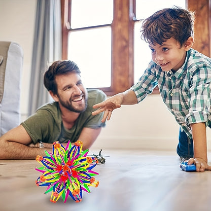 Stress relief ball toy with expanding and closing motion

