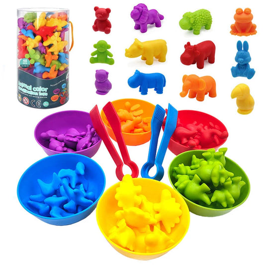 Montessori rainbow counting bears with sorting cups

