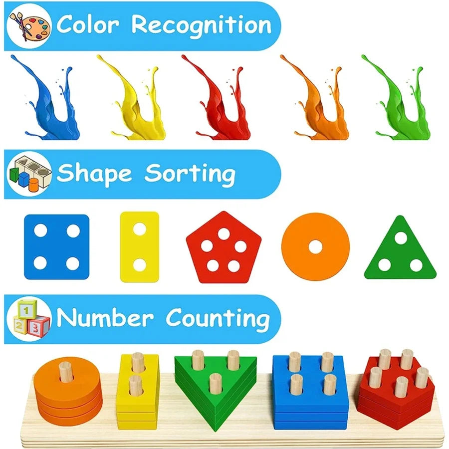 Eco-friendly wooden shape sorter for toddlers

