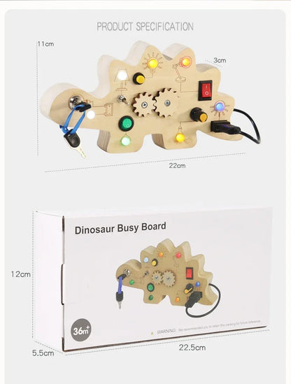 Montessori Busy Board | Wooden Sensory Toy with LED Light Switch for Toddlers