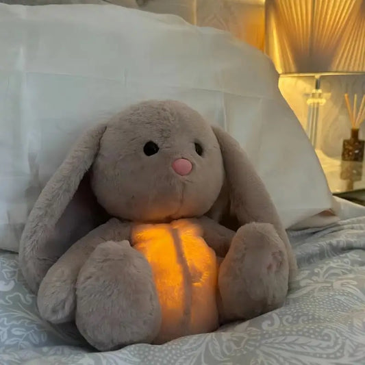 Breathing bunny plush toy for baby sleep support

