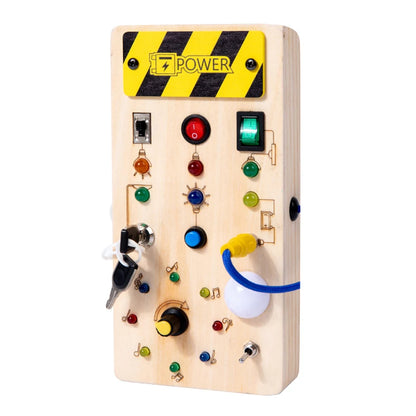 Montessori Busy Board | Wooden Sensory Toy with LED Light Switch for Toddlers