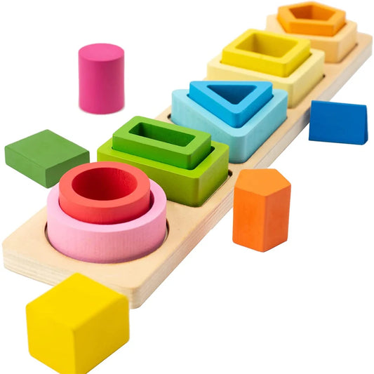 Montessori wooden stacking toy for toddlers

