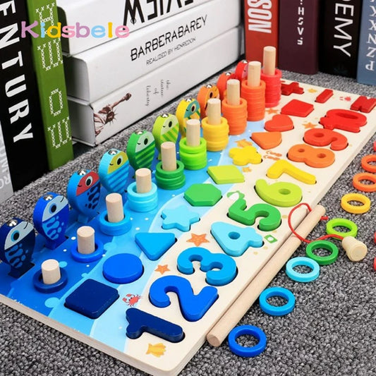 Montessori wooden puzzle math toy for toddlers

