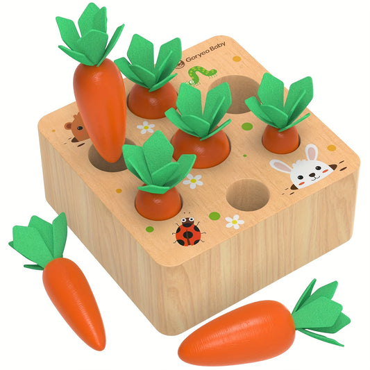 Montessori toy wooden carrot harvest game for toddlers