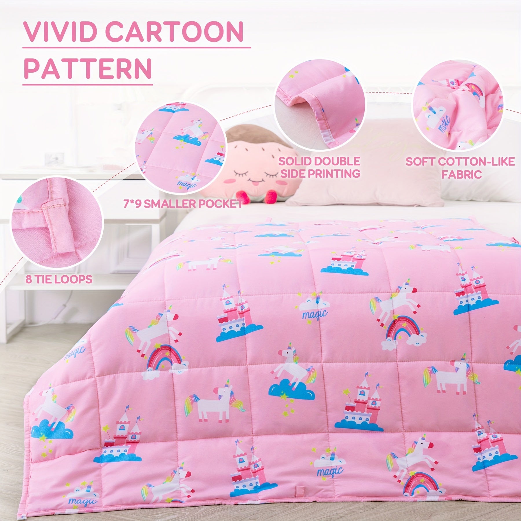 Cartoon print calming blanket for sensory sleep support