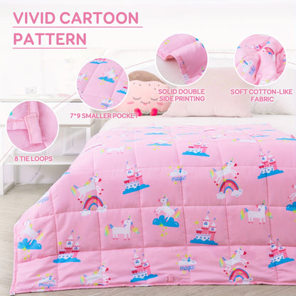 Cartoon print calming blanket for sensory sleep support